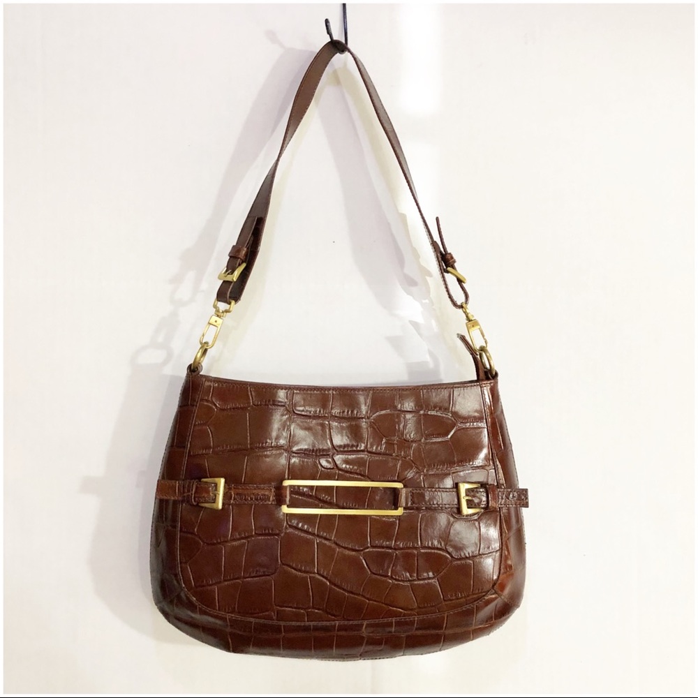 Maxx New York Moc Croc Brown Purse Shoulder Bag